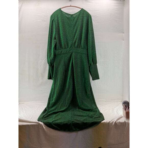 Emerald sparkle SHEIN 1XL green high low dress - Picture 1 of 8